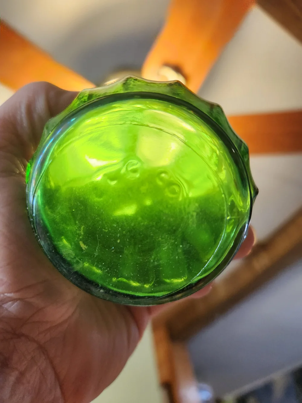 Source Unknown Emerald Green Ribbed Glass Bud Vases - Pair